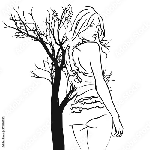 sexy woman and tree