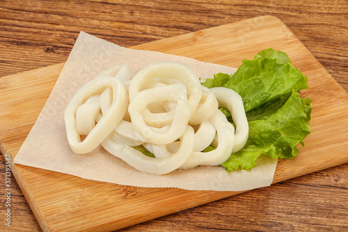 Raw squid rings for cooking