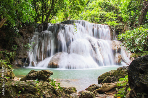Huay Mae Kamin or Huai Mae Khamin Waterfall at Khuean Srinagarindra National Park or Srinagarind Dam National Park in Kanchanaburi Province  Thailand