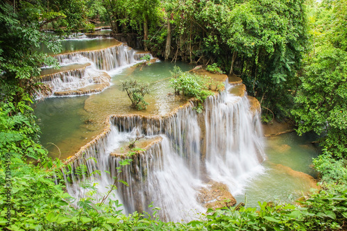 Fototapeta Naklejka Na Ścianę i Meble -  Huay Mae Kamin or Huai Mae Khamin Waterfall at Khuean Srinagarindra National Park or Srinagarind Dam National Park in Kanchanaburi Province, Thailand