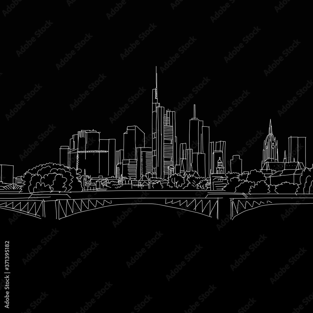 Fototapeta premium Frankfurt skyline drawing