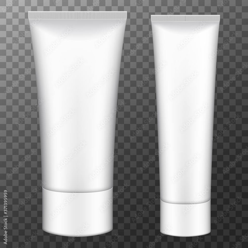 Tube of cream, packaging. Plastic cosmetic tube for cream, gel or toothpaste mockup. Vector illustration. Tube of cream, packaging. Plastic cosmetic tube for cream, gel or toothpaste mockup. Vector illustration.