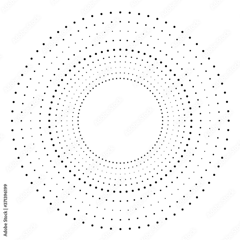 Halftone dots in circle form. round logo . vector dotted frame . design element