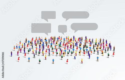 A large group of people on a white background. Aerial view of people crowd. vector Illustration.