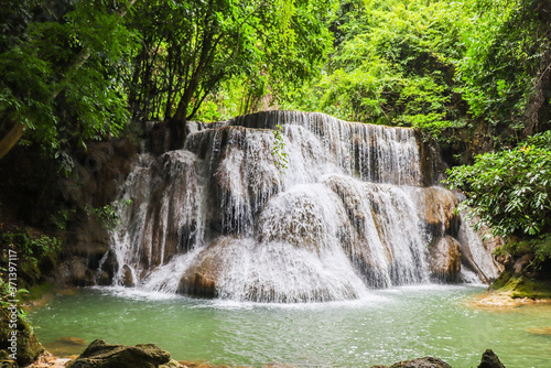 Huay Mae Kamin or Huai Mae Khamin Waterfall at Khuean Srinagarindra National Park or Srinagarind Dam National Park in Kanchanaburi Province, Thailand