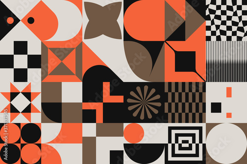 Mid-Century Pattern Design Abstract Vector Modernism Shapes Composition