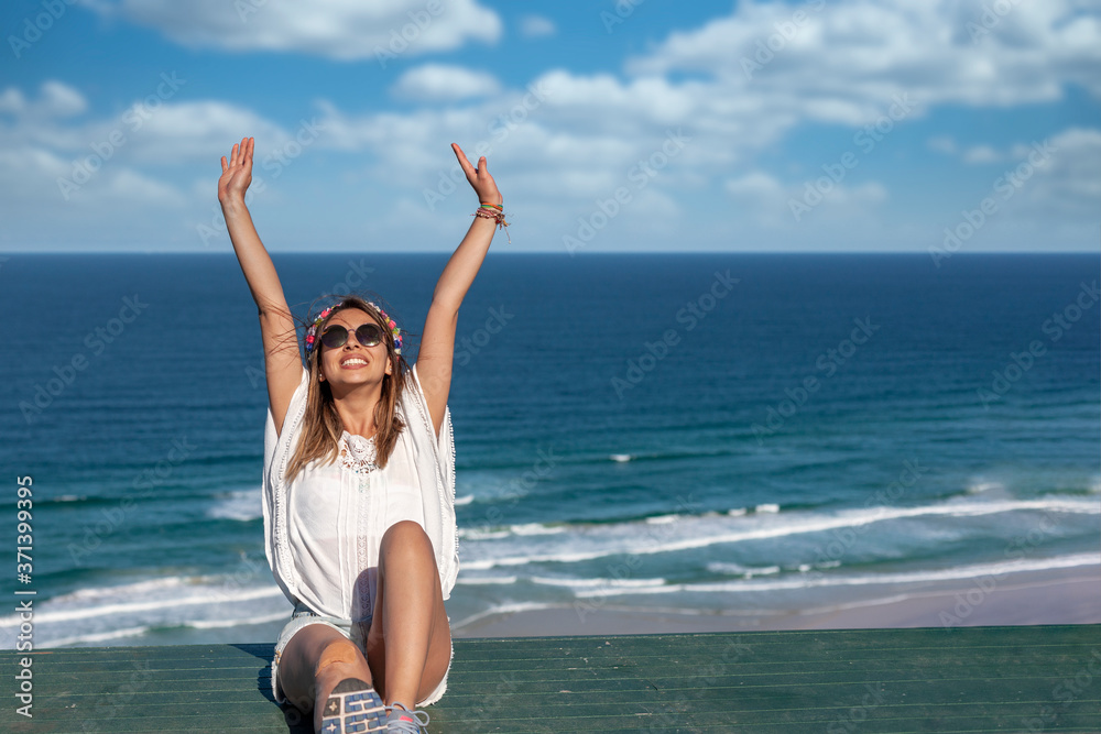 Young female having fun at summer vacation Young female having fun at summer vacation