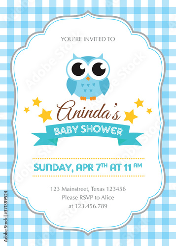 Baby shower invitation with cute owl