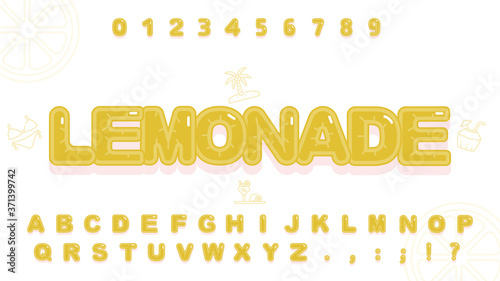 Cute lemonde alphabet in cartoon style for kid
