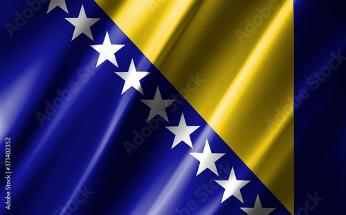 3D rendering of the waving flag Bosnia