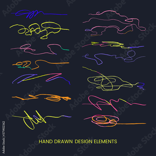 Vector colorful modern set with hand drawn doodle abstract round llustrations. Can be used as elemets for design greeting cards, poster, card, packaging paper design