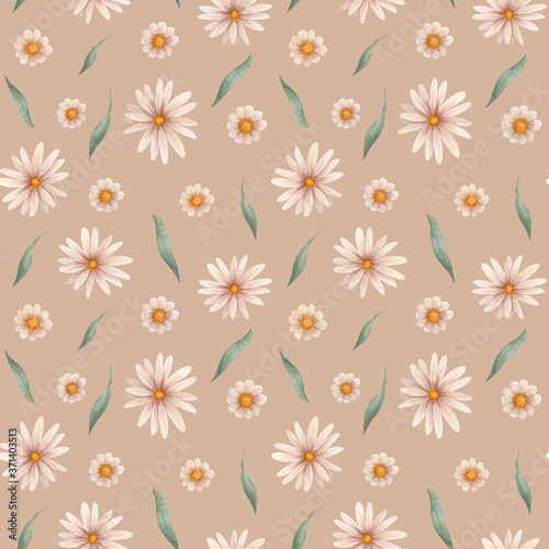 pattern of daisies in watercolor