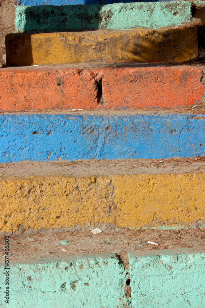 colorful painted stair treads background
