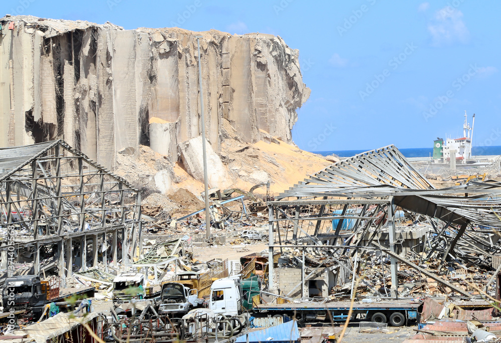 Naklejka premium Revolution, protests and confrontations in Beirut, Lebanon, following the horrific explosion at the port on August 4th, 2020.