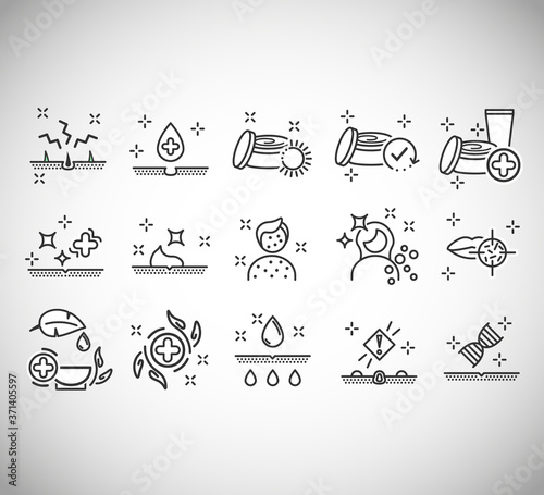 Dermatology icons. Paraben chemical formula icons. Health Conditions and Diseases - Black Series