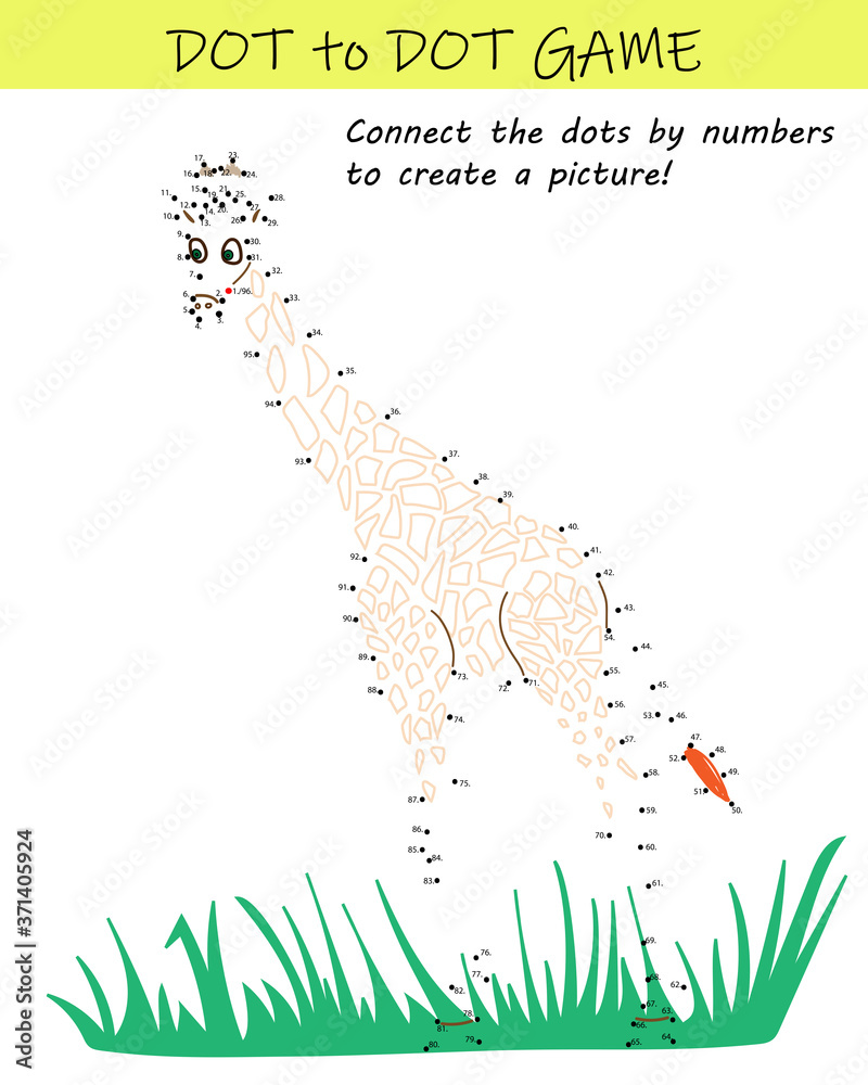 Connect the dots by numbers to reveal the giraffe in this dot-to-dot ...