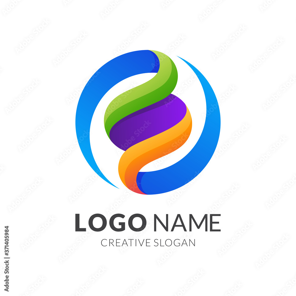 Obraz premium letter s and dna logo concept, modern 3d logo style in gradient vibrant colors