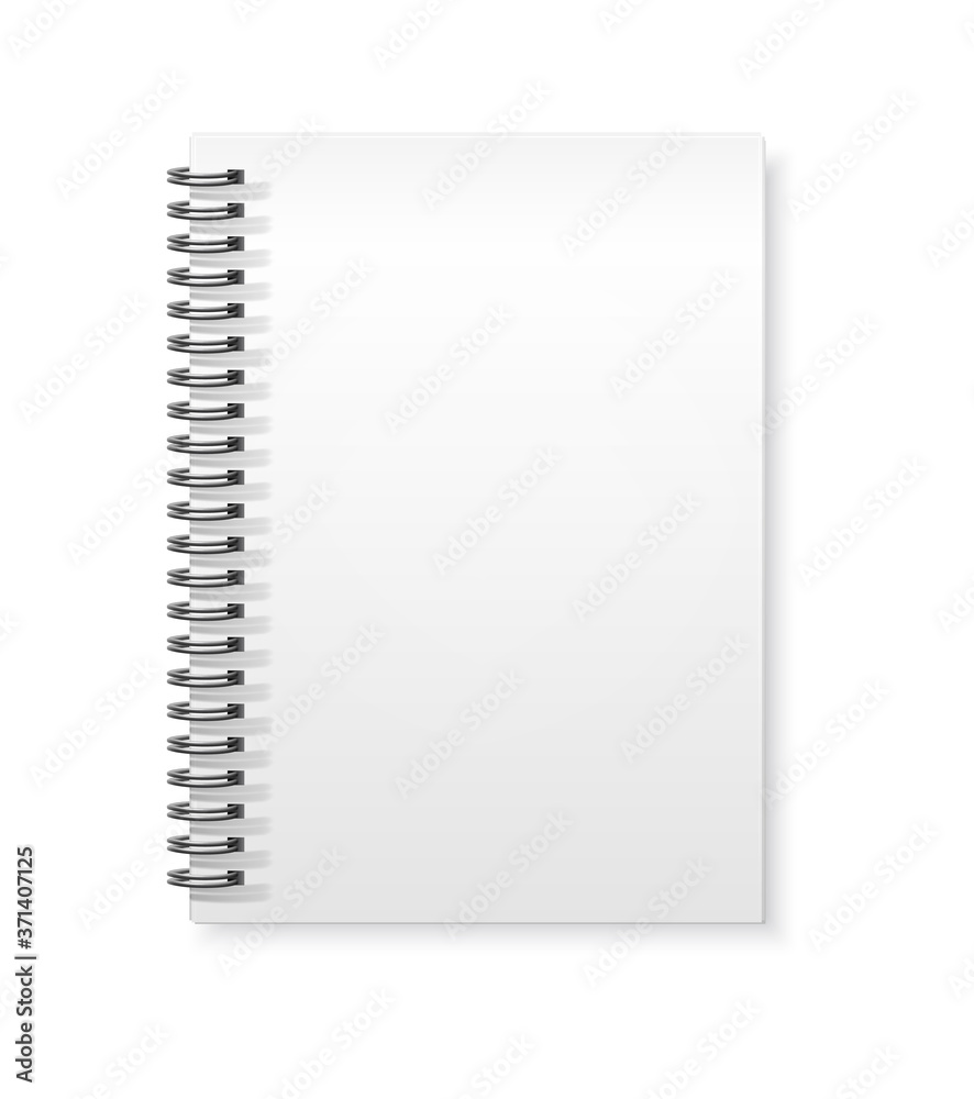 Vector spiral rings notebook copybook white mockup Vector spiral rings notebook copybook white mockup