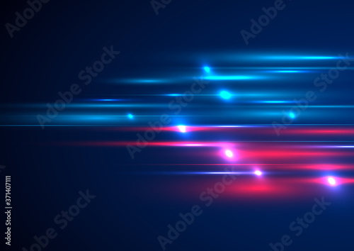 Abstract technology futuristic lighting effect speed motion on blue background with space for your text.