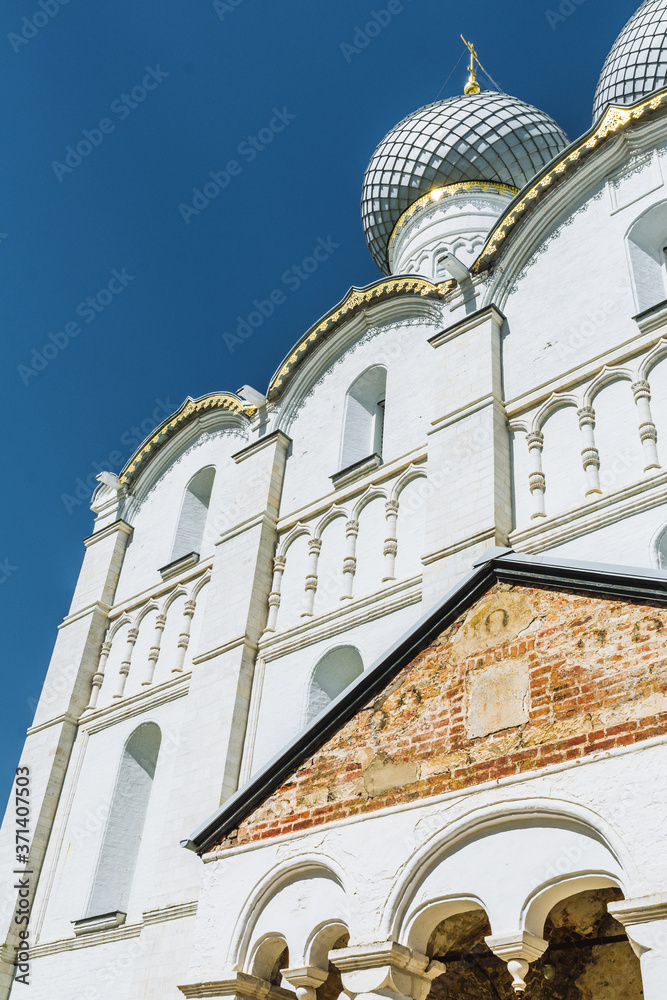 facade of a classic Orthodox church, Rostov, Russia