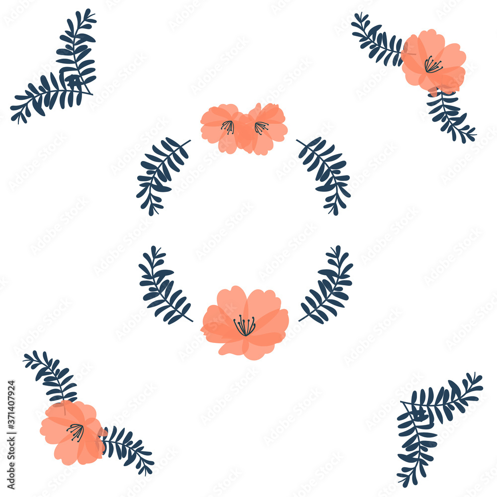 hand drawn doodle sakura flowers frame vector illustration. Perfect for apparel,fabric, textile, nursery decoration,wrapping paper.