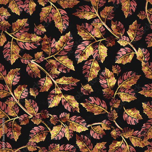Seamless autumn pattern with leaves.  Colorful background for wallpaper, gift paper, greeting cards, wrapping, textile, print. 