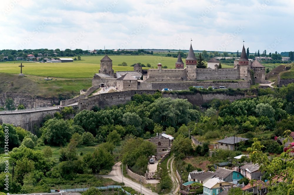 Panorama to Kamianets-Podilskyi castle in Ukraine