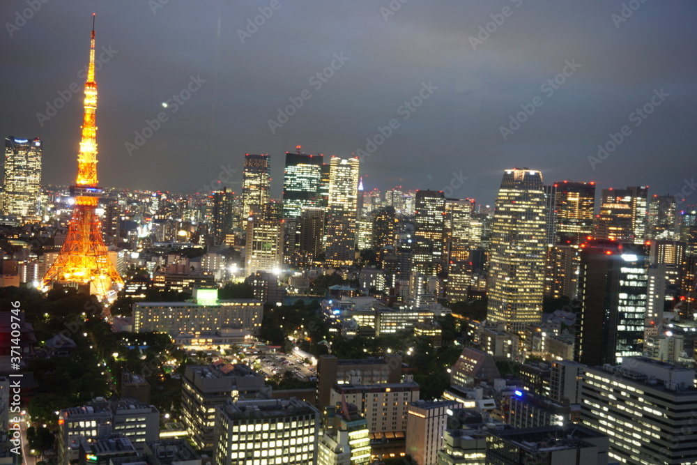 Naklejka premium Tokyo Japan. Aerial view of Tokyo Tower