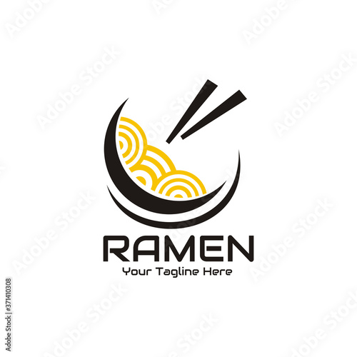 illustration vector graphic of ramen bowl with chopsticks, perfect for ramen food, noodle food restaurant , etc.