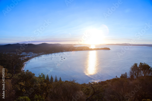 Beautiful sunset over the Shoal Bay  Australia