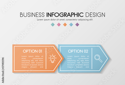 Business infographic layout with 2 steps. Diagram. Vector