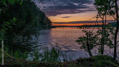 Timelapse - sunrise with fog on the river