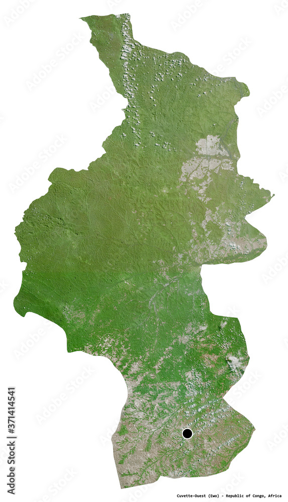 Cuvette-Ouest, region of Republic of Congo, on white. Satellite Cuvette-Ouest, region of Republic of Congo, on white. Satellite