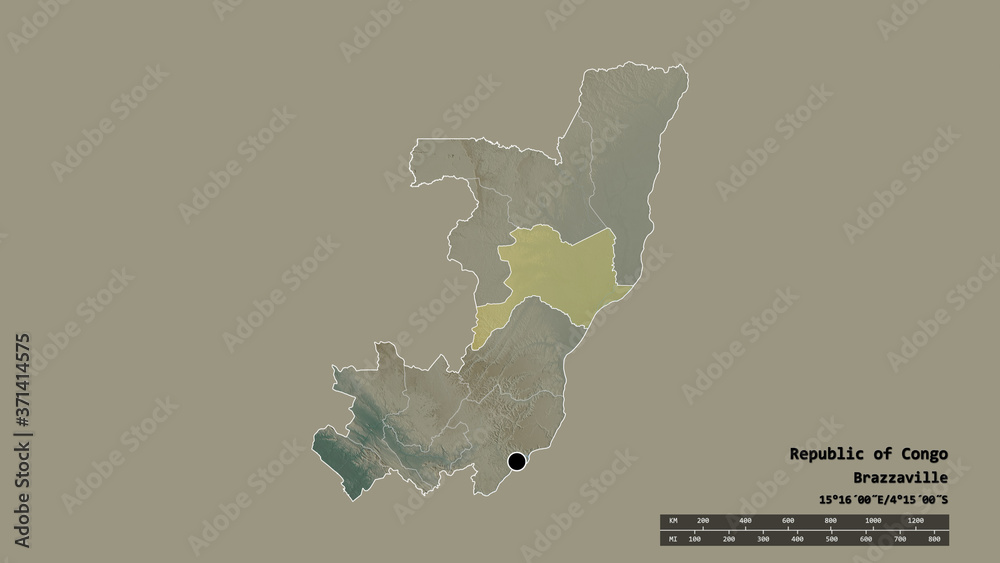 Location of Cuvette, region of Republic of Congo,. Relief