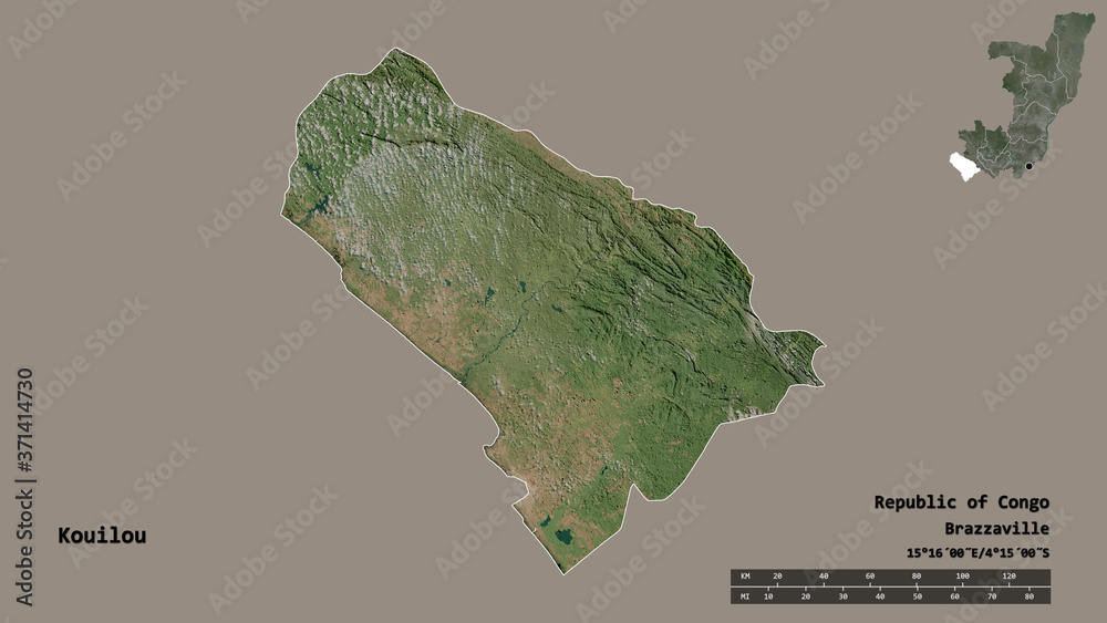 Kouilou, region of Republic of Congo, zoomed. Satellite