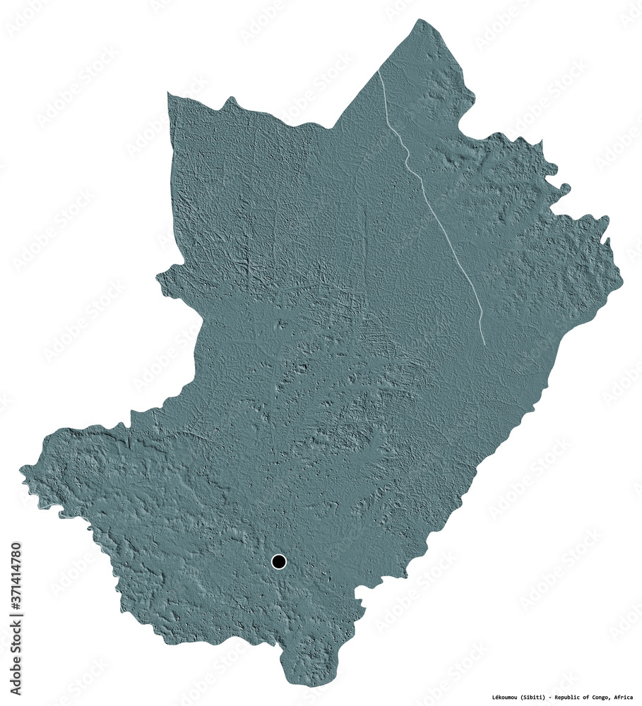Lékoumou, region of Republic of Congo, on white. Administrative