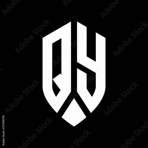 qy logo monogram with emblem shield style design template photo