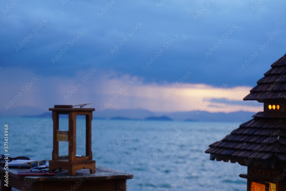 Restaurant table overlooking the sea  in Thailand