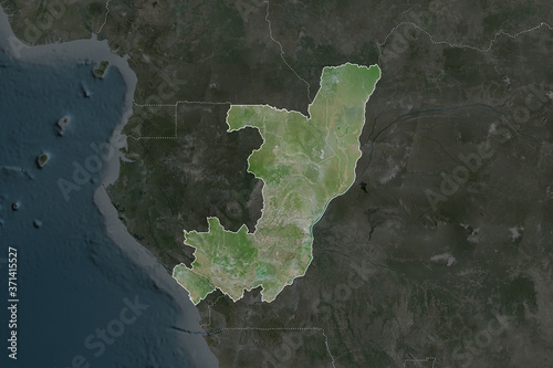 Republic of Congo borders. Neighbourhood desaturated. Satellite