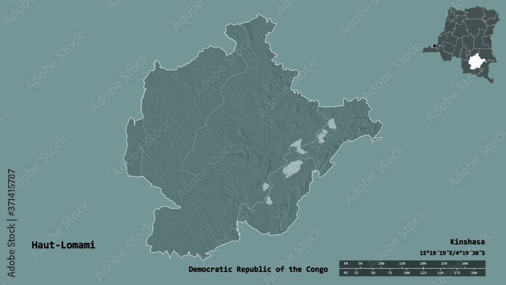 Haut-Lomami, province of Democratic Republic of the Congo, zoomed. Administrative