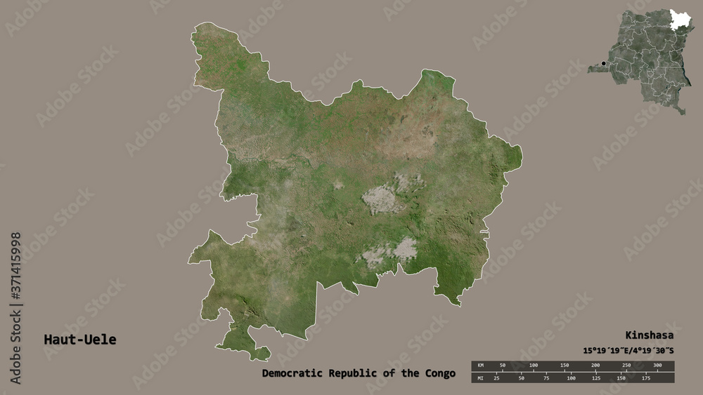 Haut-Uele, province of Democratic Republic of the Congo, zoomed. Satellite