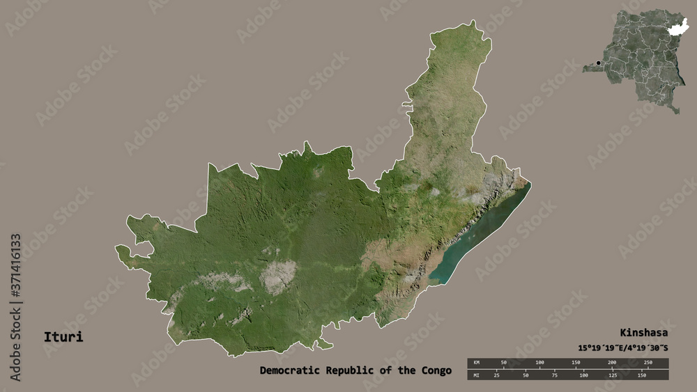 Ituri, province of Democratic Republic of the Congo, zoomed. Satellite