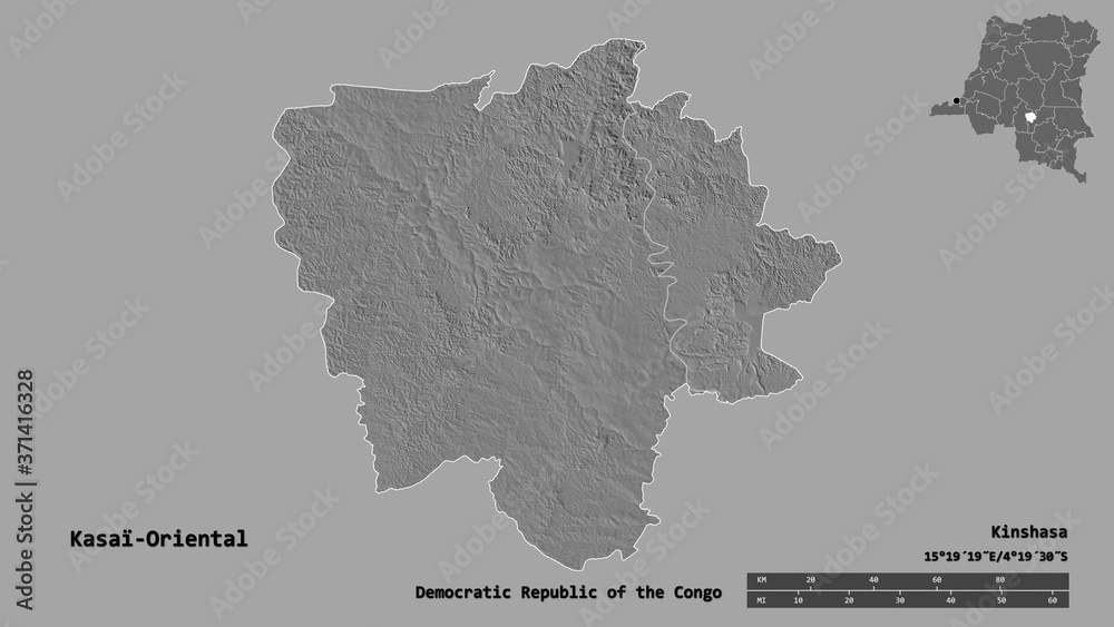 Kasaï-Oriental, province of Democratic Republic of the Congo, zoomed. Bilevel