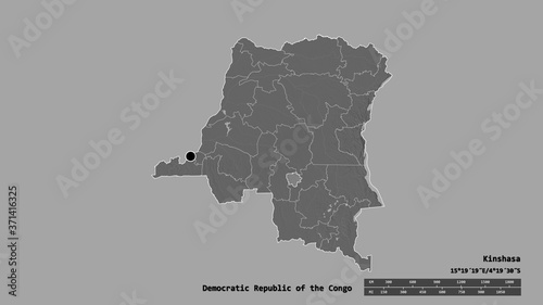 Location of Kasaï-Oriental, province of Democratic Republic of the Congo,. Bilevel photo