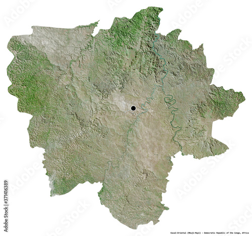 Kasa  -Oriental  province of Democratic Republic of the Congo  on white. Satellite