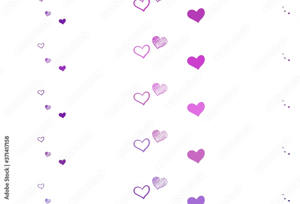 Light Purple, Pink vector background with Shining hearts.