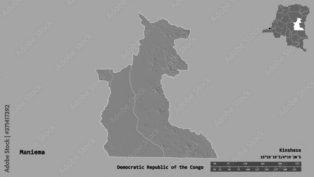 Maniema, province of Democratic Republic of the Congo, zoomed. Bilevel