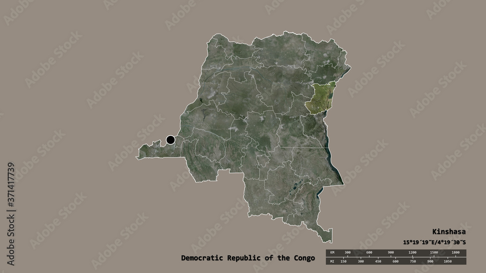 Location of Nord-Kivu, province of Democratic Republic of the Congo,. Satellite