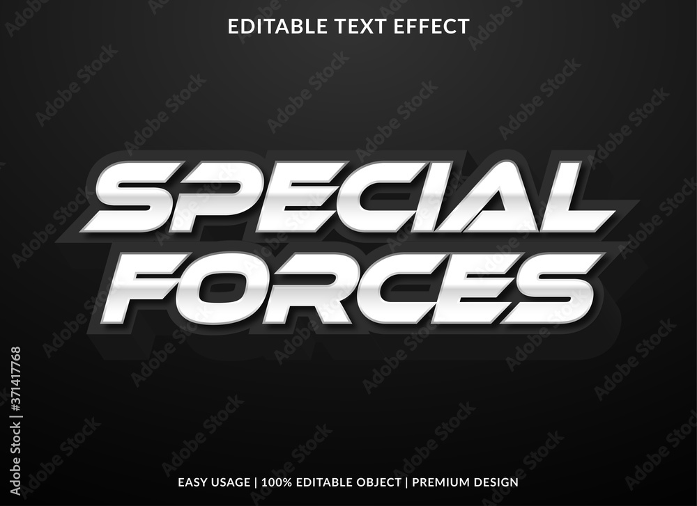 special forces text effect template with metalic style and bold font concept use for brand label and logotype sticker - obrazy, fototapety, plakaty 