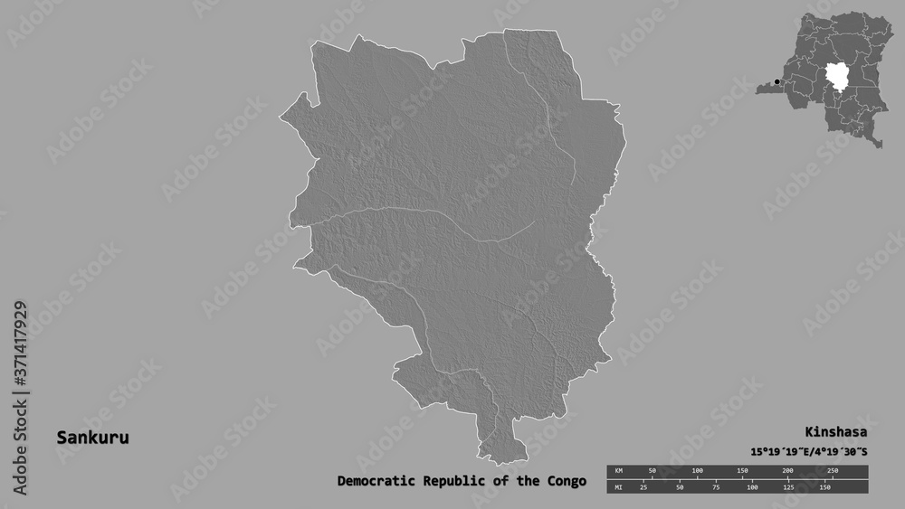 Sankuru, province of Democratic Republic of the Congo, zoomed. Bilevel